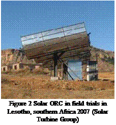 Подпись: Figure 2 Solar ORC in field trials in Lesotho, southern Africa 2007 (Solar Turbine Group) 