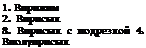 Подпись: 1. Вприжим 2. Вприсык 8. Вприсык с подрезкой 4. Вполуприсык 