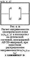 подпись: и(х, у, г)
 
рис. 4.14
расчет напряженности электрического поля и(ху у, г) в плоскости г за оптической системой, описываемой авсх>-матрицей, при известном распределении напряженности и(хи у1у гх)
в плоскости 2 = 2*
